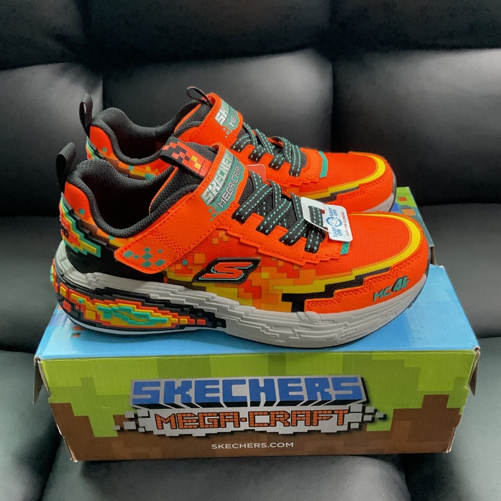 Skechers Kids' Mega-Craft 4K Sneakers Orange Black Size 2.5 Youth - Picture 5 of 10